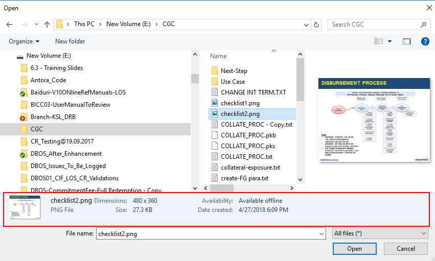 Brief details of selected dir or doc
