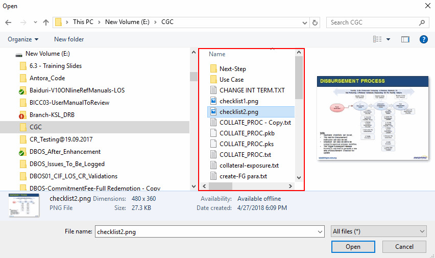 Selected Sub Directory